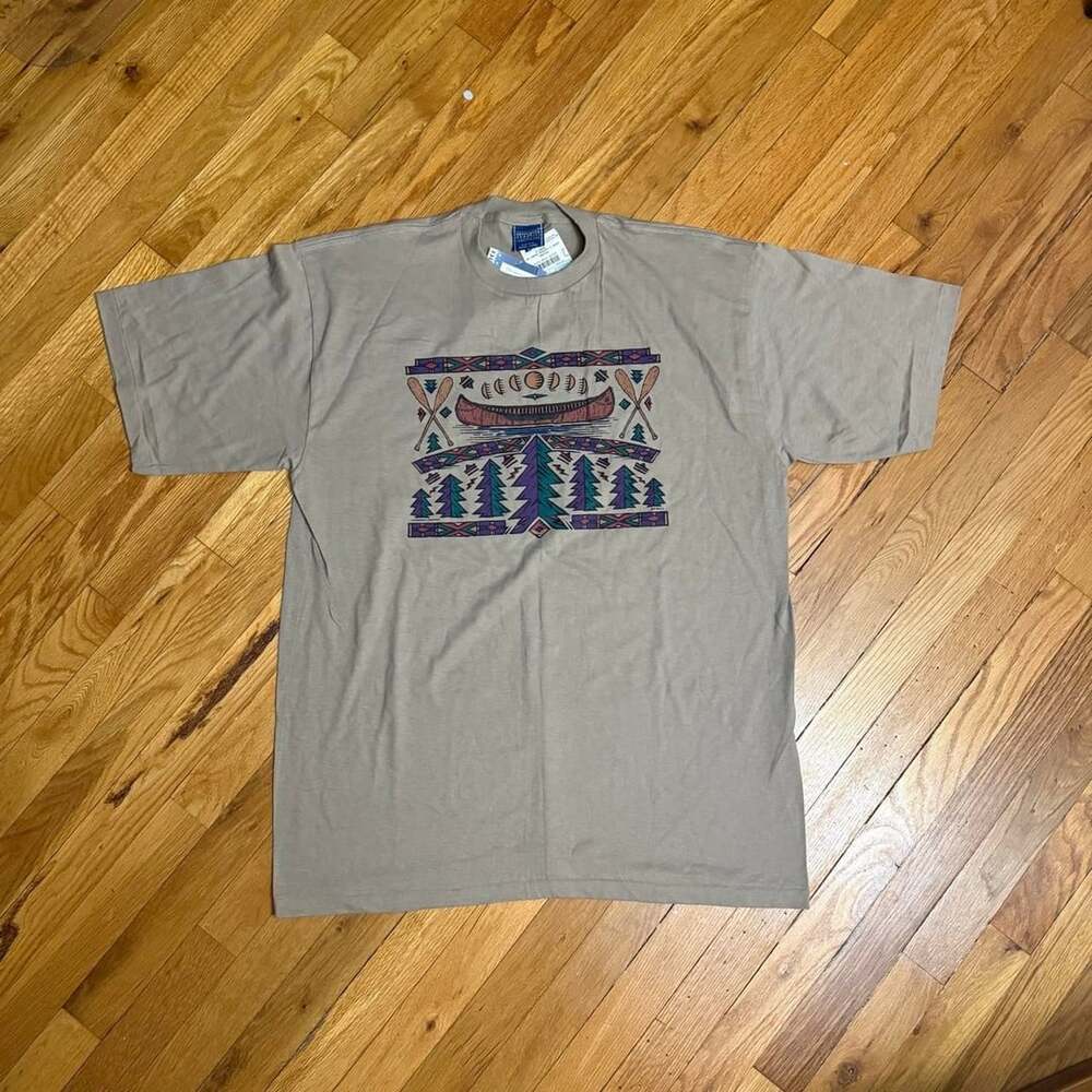 Harborside Graphics HG Canoe Graphic T-Shirt Mocha XL NWT